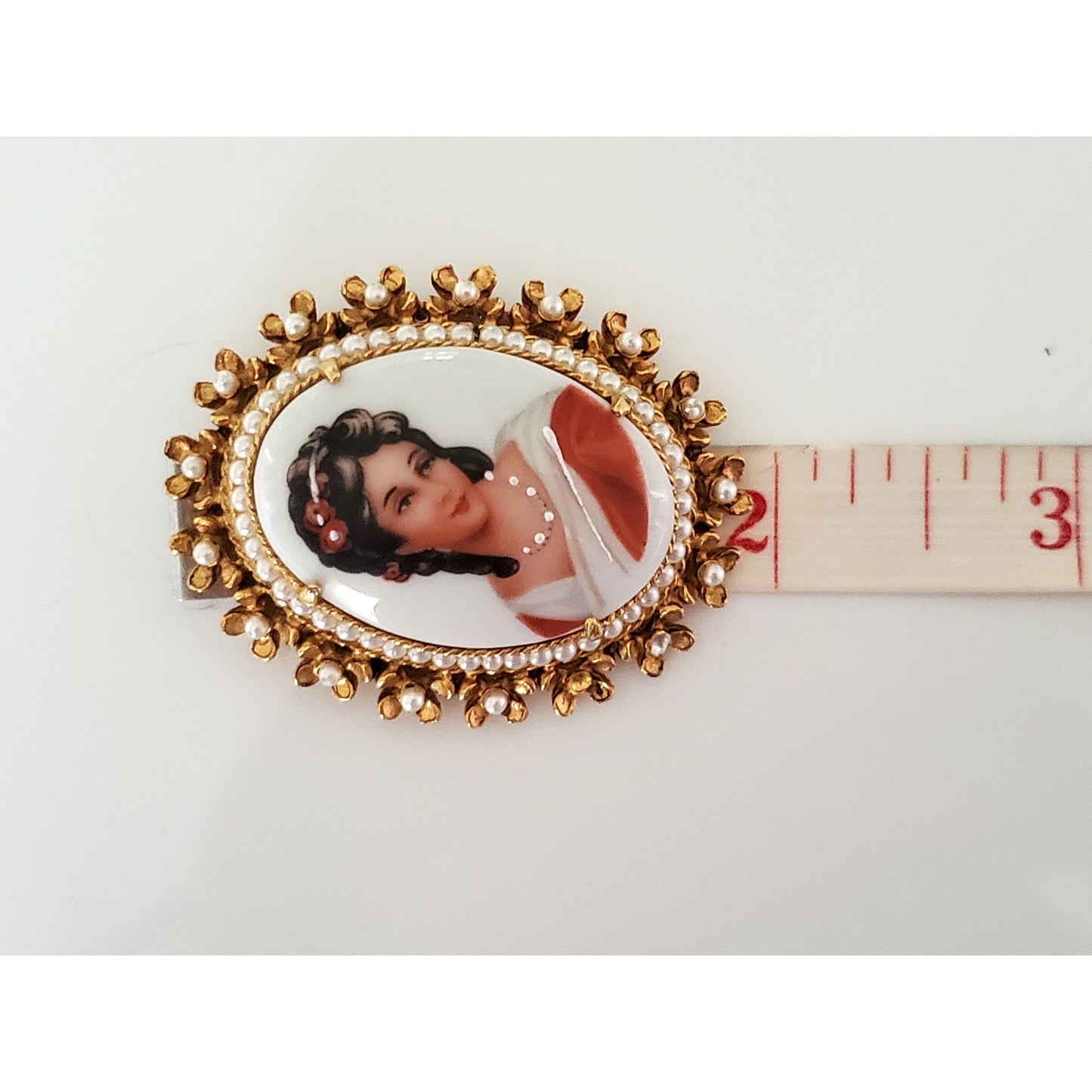 Vintage France Limoge Florenza Porcelain Brooch