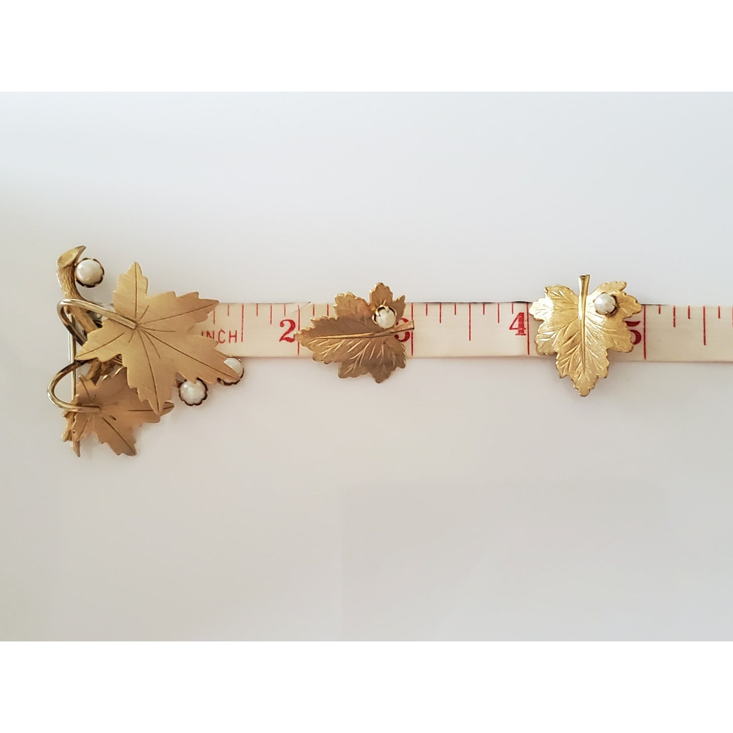 Vintage Sarah Coventry Maple Leaf Faux Pearl Earrings Brooch Set