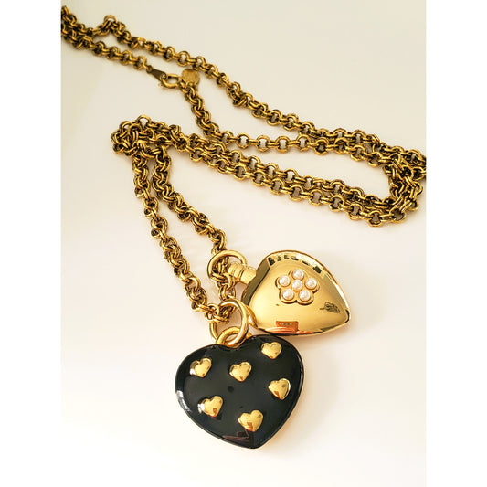 Vintage Joan Rivers Double Heart Pendant Necklace