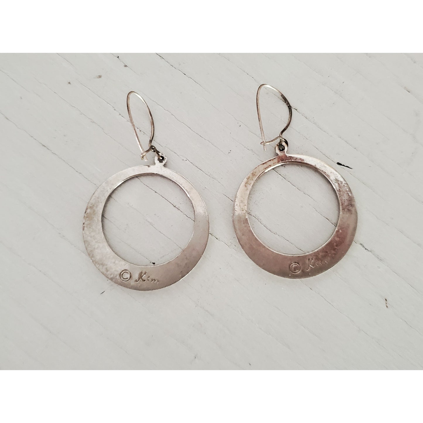 Vintage Kim Silver-tone Brushed Hoop Earrings