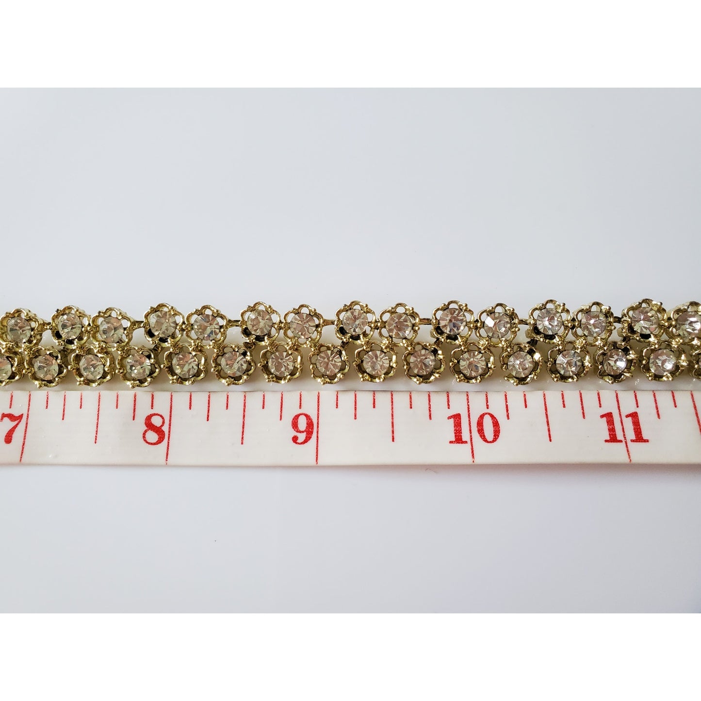 Vintage Gold Tone White Rhinestone Choker Necklace
