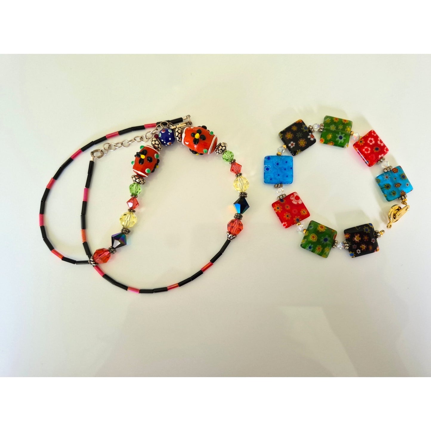 Vintage Millefiori Glass Bracelet and Necklace Lot