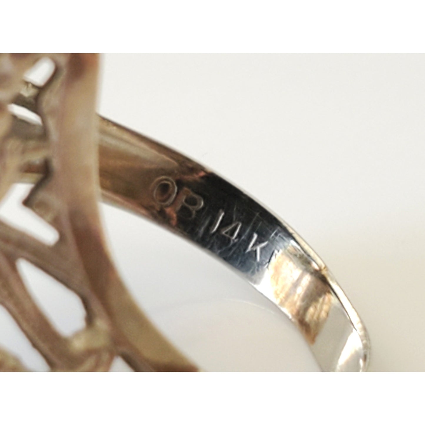 Vintage Art Deco 14K Gold Ostby Barton Onyx and Diamond FIligree Ring